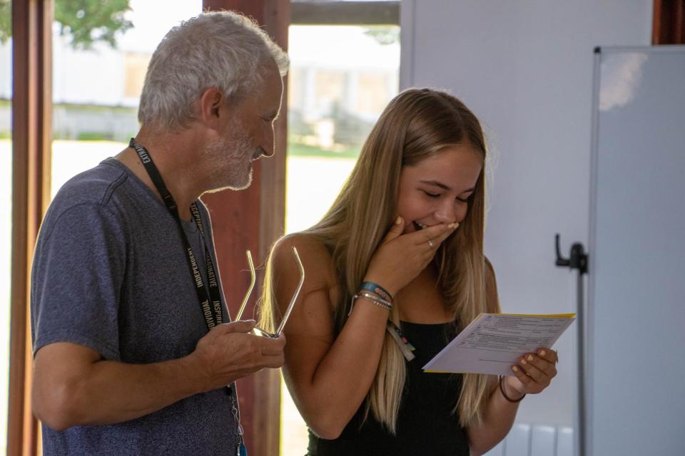 Bede's student Daisy opening her results (Photo: Bede's)