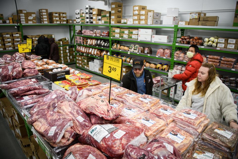 Shoppers check out the various cuts of meat on the opening day of US Foods CHEF’STORE at 200 Cross Creek Mall on Thursday, Jan. 18, 2024.