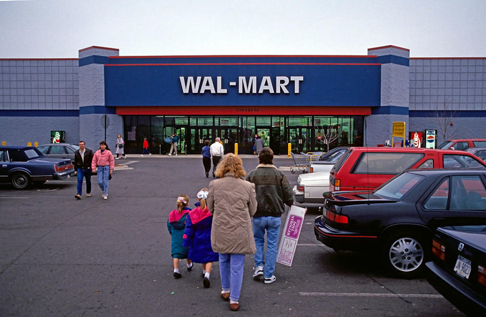 family walking into a wal mart