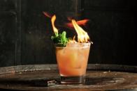 <p><strong>Ingredients</strong></p><p>2 oz Maker’s 46 bourbon<br>.75 oz lemon juice<br>.75 oz of grilled peach sherbet*<br>2-3 mint leaves for garnish</p><p><strong>Instructions</strong></p><p>Place all ingredients into a shaker over ice, shake, and strain into a rocks glass. Garnish with mint leaves and top off the drink with ground cinnamon, set cinnamon on fire if desred.</p><p><strong>*Grilled peach sherbet</strong><strong>:</strong> Grill 2-3 peaches (or any seasonal fruit) until nicely charred. Mix the peaches in a blender with equal parts white sugar and strain. Freeze or firm in an ice cream churn. </p><p><em>Created by </em><a href="https://www.instagram.com/masanyc/?hl=en" rel="nofollow noopener" target="_blank" data-ylk="slk:Masa Urushido;elm:context_link;itc:0;sec:content-canvas" class="link "><em>Masa Urushido</em></a></p><p><a class="link " href="https://go.redirectingat.com?id=74968X1596630&url=https%3A%2F%2Fwww.reservebar.com%2Fmakers-46-bourbon&sref=https%3A%2F%2Fwww.townandcountrymag.com%2Fleisure%2Fdrinks%2Fg2839%2Fhalloween-drinks%2F" rel="nofollow noopener" target="_blank" data-ylk="slk:Buy Now;elm:context_link;itc:0;sec:content-canvas">Buy Now</a> <em>Maker's Mark Maker’s 46, $41</em></p>