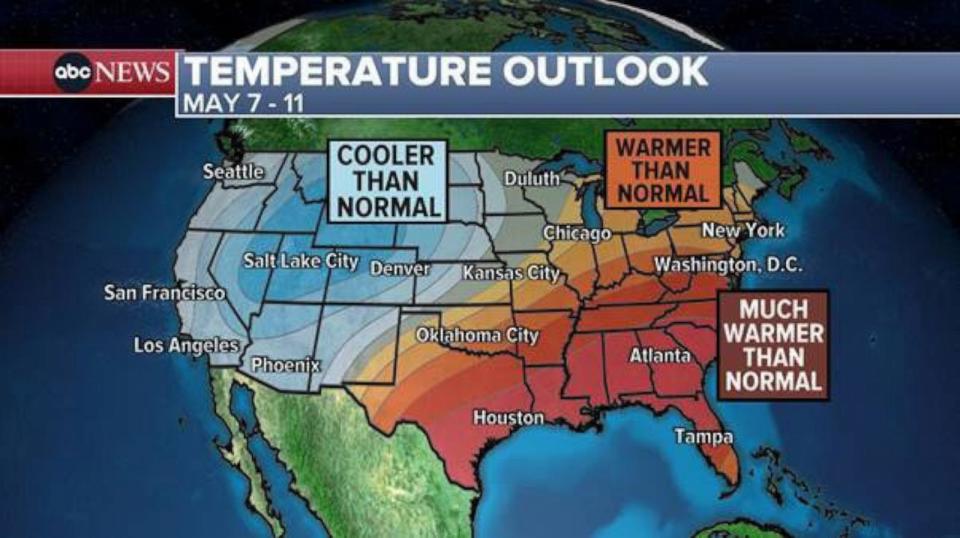 PHOTO: temperature outlook weather graphic (ABC News)