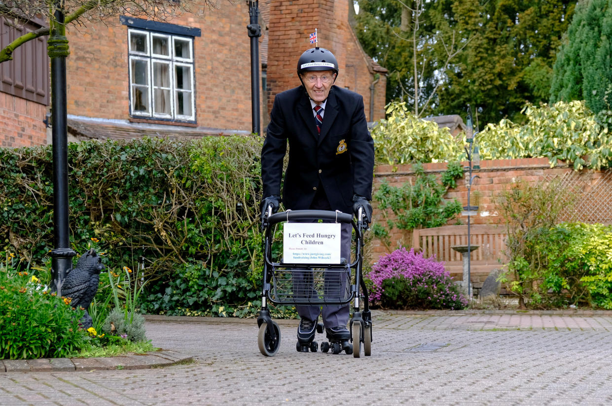 Pensioner John Wilcock, 89, from Warwick has set himself a charity challenge in which he plans to do 90 laps of the courtyard outside his home before his 90th birthday in January 2022 on Rollerskates.