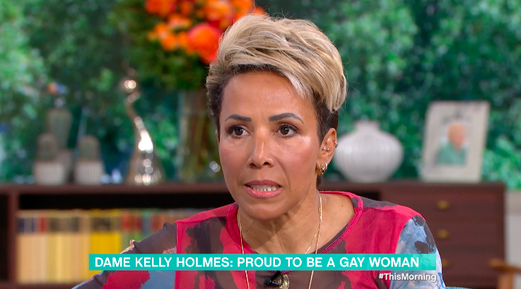 Dame Kelly Holmes was emotional as she spoke on TV for the first time about being a gay woman. (ITV)