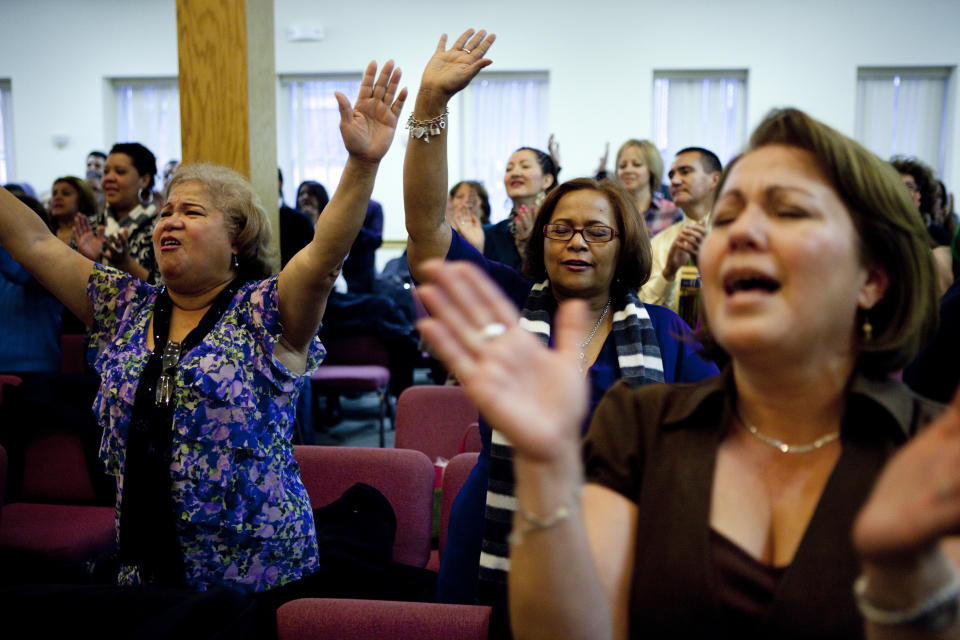 <span class="s1">A Sunday service at Congregacion Leon de Juda, an evangelical church in Boston, in 2012. (Photo: Stetson Freeman/The Christian Science Monitor via Getty Images)</span>