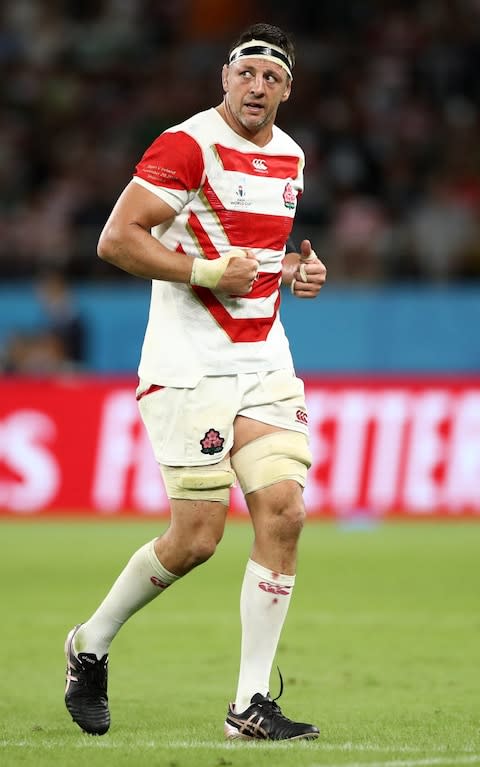 Luke Thompson of Japan walks off the pitch after being replaced during the Rugby World Cup 2019 Group A game between Japan and Ireland at Shizuoka Stadium - Credit: Cameron Spencer/Getty