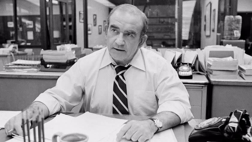 @@*@@*ADVANCE FOR MONDAY DEC. 3 @@*@@*@@*@@* FILE @@*@@* Ed Asner is shown in character as he portrays the city editor of the Los Angeles Tribune behind his office desk on the television drama "Lou Grant" in Los Angeles, Ca., in this Jan. 13, 1978 file photo. When everyone but idiotic anchorman Ted Baxter was fired from WJM News in 1977, Mary Richards and her fellow casualties were left reeling. It was a classically bittersweet finale for the beloved "Mary Tyler Moore" show after seven hit seasons. Then Mary's crusty boss, station news director Lou Grant, made a smooth transition. Within weeks, he had blown Minneapolis and snagged a good job in Los Angeles as city editor of The Tribune. (AP Photo/File)