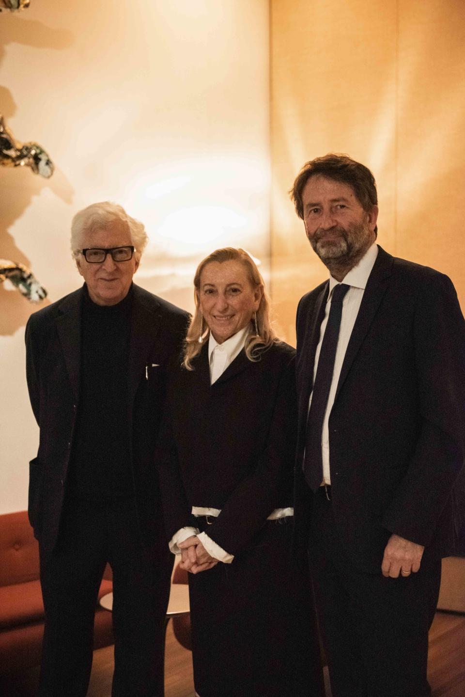 Patrizio Bertelli, Miuccia Prada and Dario Franceschini. - Credit: Niccolo Quaresima/Courtesy of Fondazione Prada