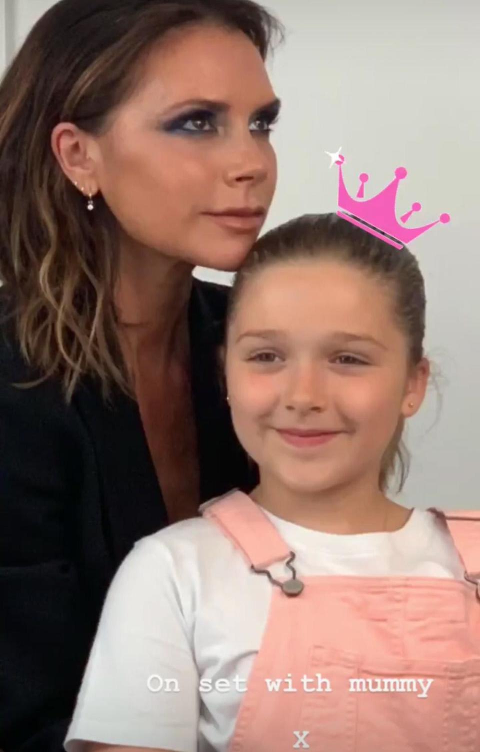 Victoria, pictured with daughter Harper on Instagram, says it can be 'a little bit scary' that her children are 'judged' for their social media posts. (Victoria Beckham on Instagram)