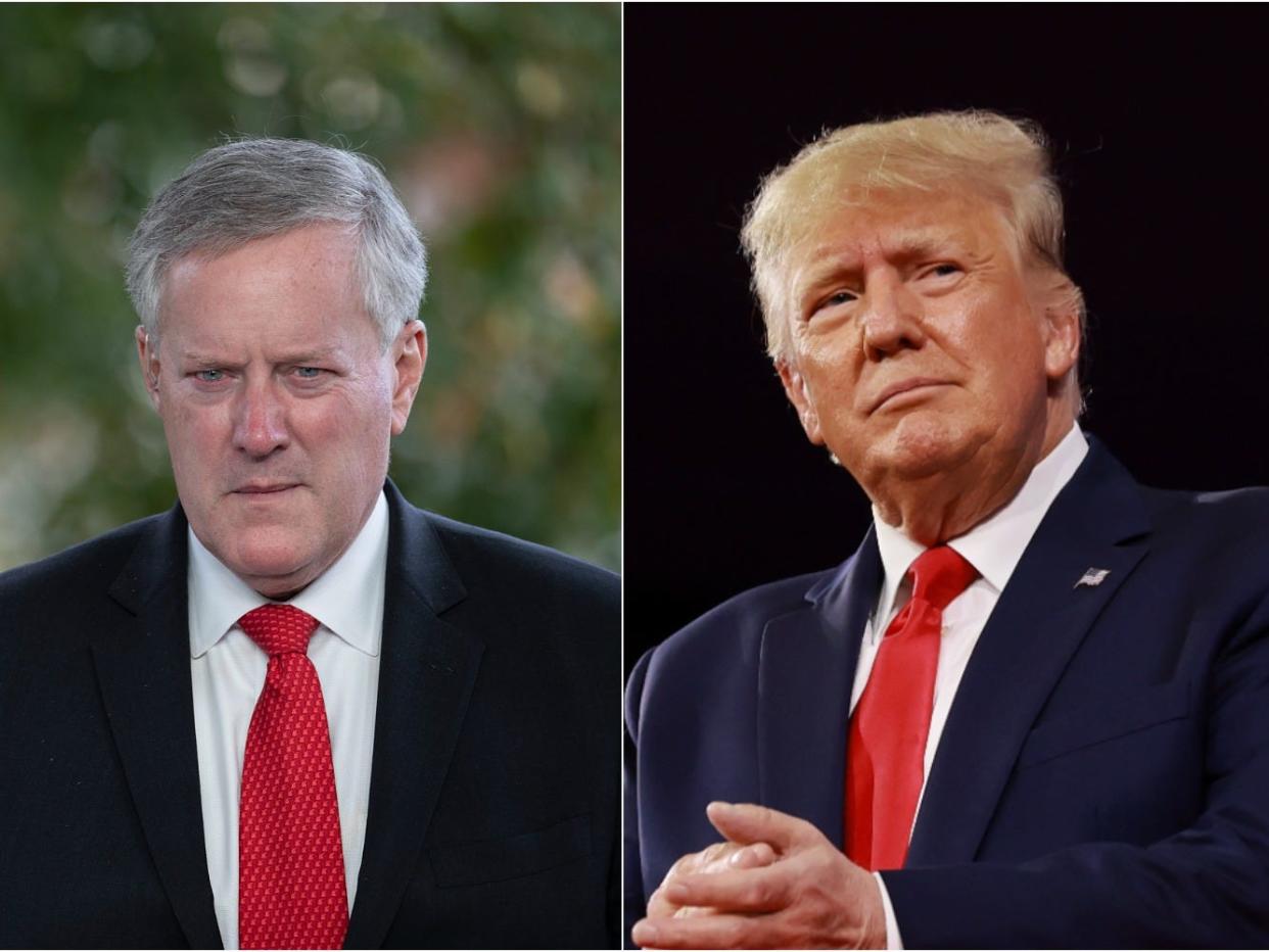Mark Meadows, left, and former President Donald Trump, right.