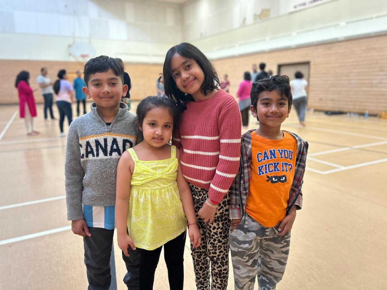 The camp is an opportunity for children growing up on P.E.I. to learn more about their heritage. From left to right: Aadi Shiva Rao, Reba Chaudhary, Arya Thakur and Raahi Rao. (Josefa Cameron/CBC - image credit)