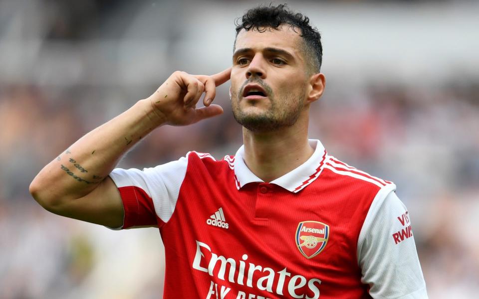 Granit Xhaka after Arsenal's win at Newcastle - Granit Xhaka expected to leave Arsenal with £13m Bayer Leverkusen deal advancing - Getty Images/Stuart MacFarlane