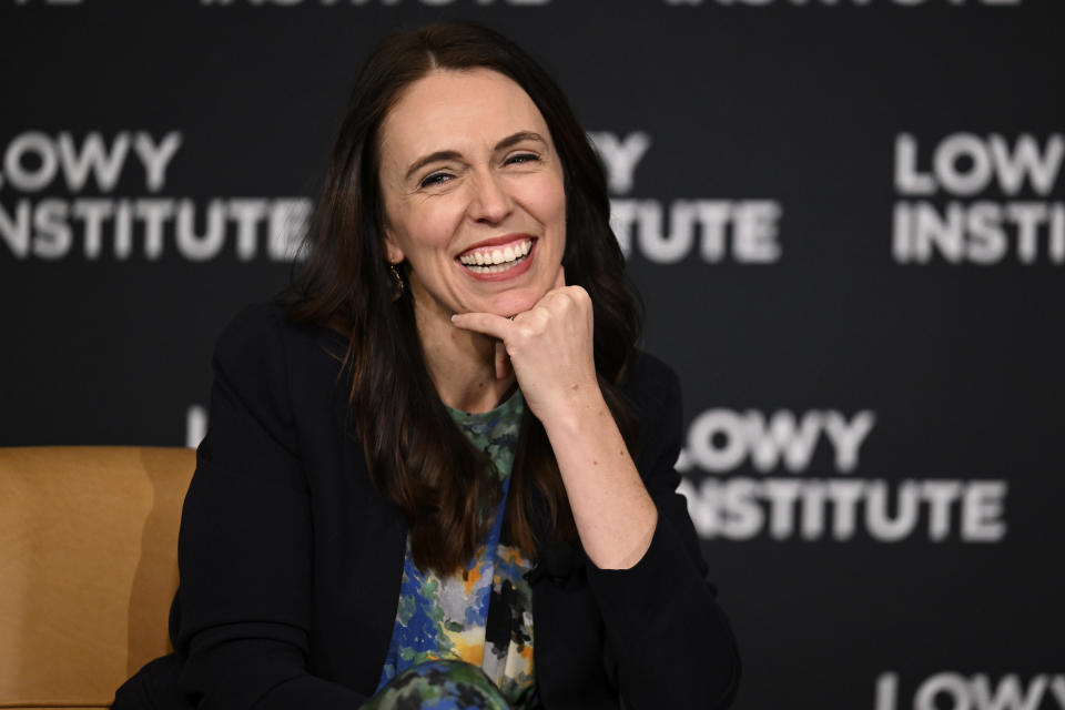 FILE - New Zealand's Prime Minister Jacinda Ardern smiles during an address at the Lowy Institute in Sydney, Australia, Thursday, July 7, 2022. Ardern, who was praised around the world for her handling of the nation’s worst mass shooting and the early stages of the coronavirus pandemic, said Thursday, Jan. 19, 2023, she was leaving office. (Dean Lewins/Pool Photo via AP, File)