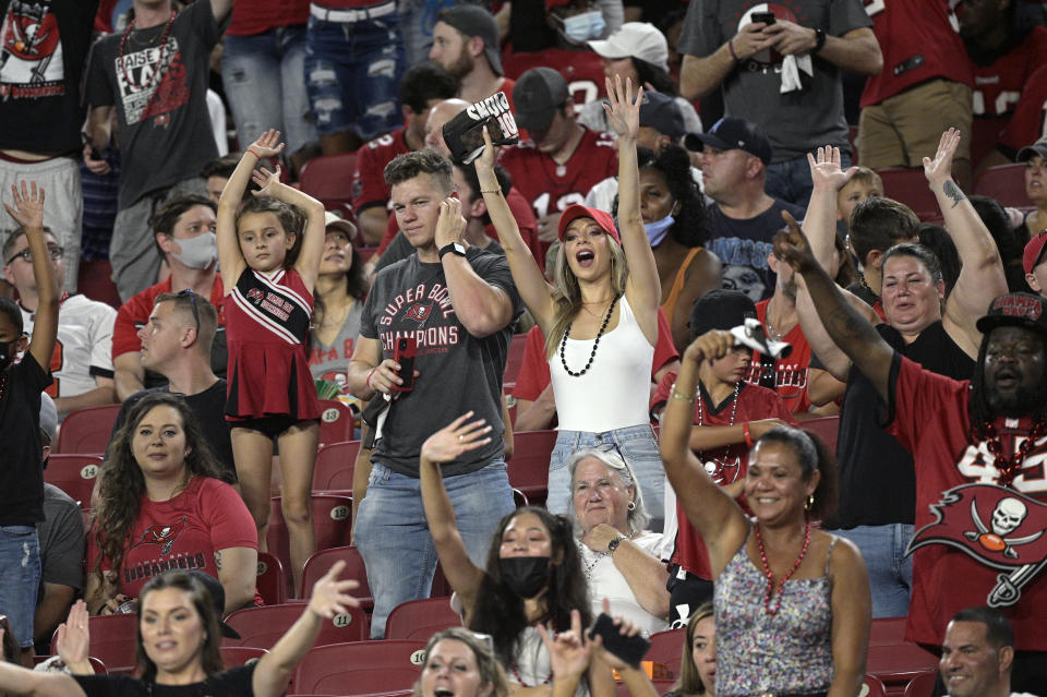 Fans will be back in NFL stadiums this fall, starting in Tampa on Thursday. (AP Photo/Phelan M. Ebenhack)