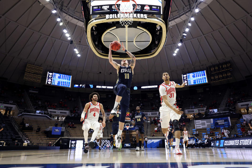 Oral Roberts upended Ohio State and a whole lot of brackets. (Photo by Gregory Shamus/Getty Images)