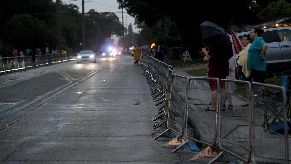 A few vehicles travelled the route after the cancellation of the De Soto Parade was announced due to weather.