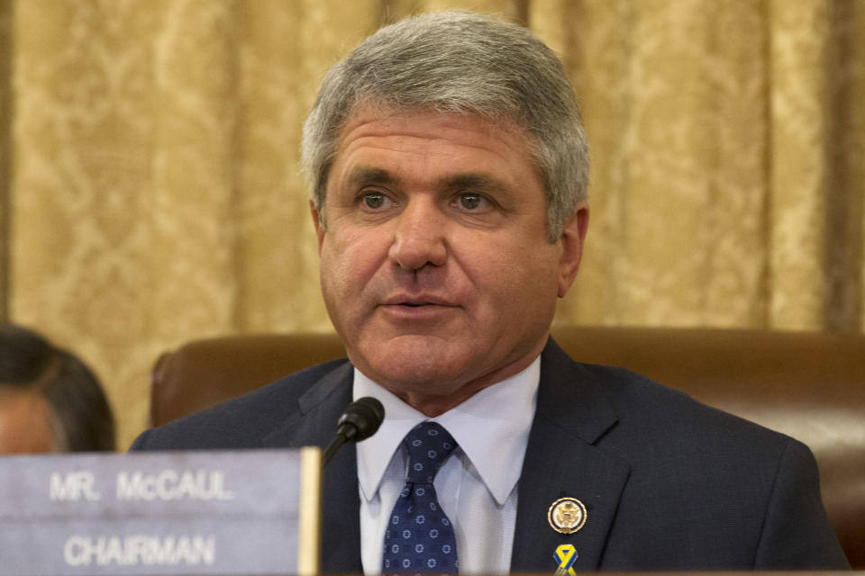 House Homeland Security Committee Chairman Rep. Michael McCaul, R-Texas, asks a questions on Capitol Hill in Washington, Wednesday, April 9, 2014, during the committee's hearing about the Boston Marathon Bombings leading up to the year anniversary of the attack. (AP Photo/Jacquelyn Martin)