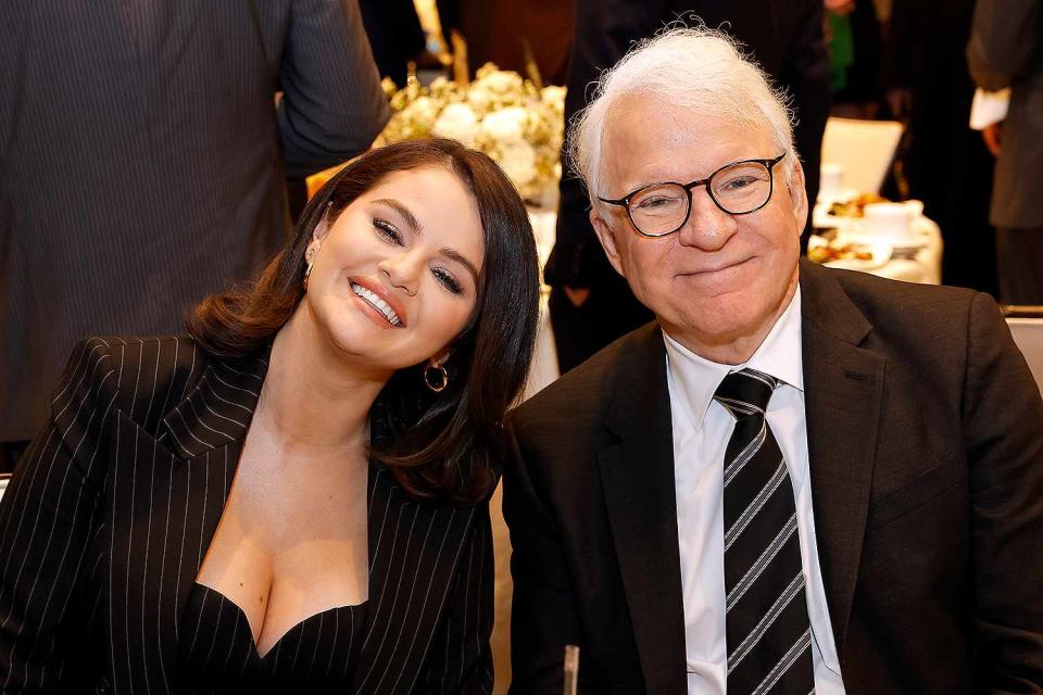 <p>Frazer Harrison/Getty </p> Selena Gomez and Steve Martin