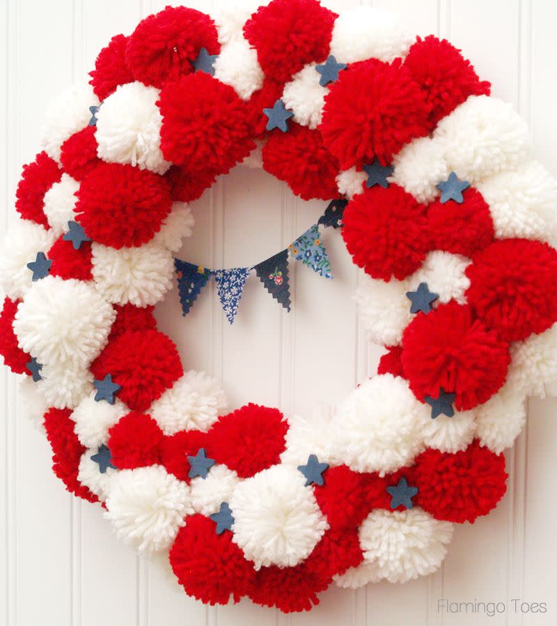 pom pom 4th of july wreaths