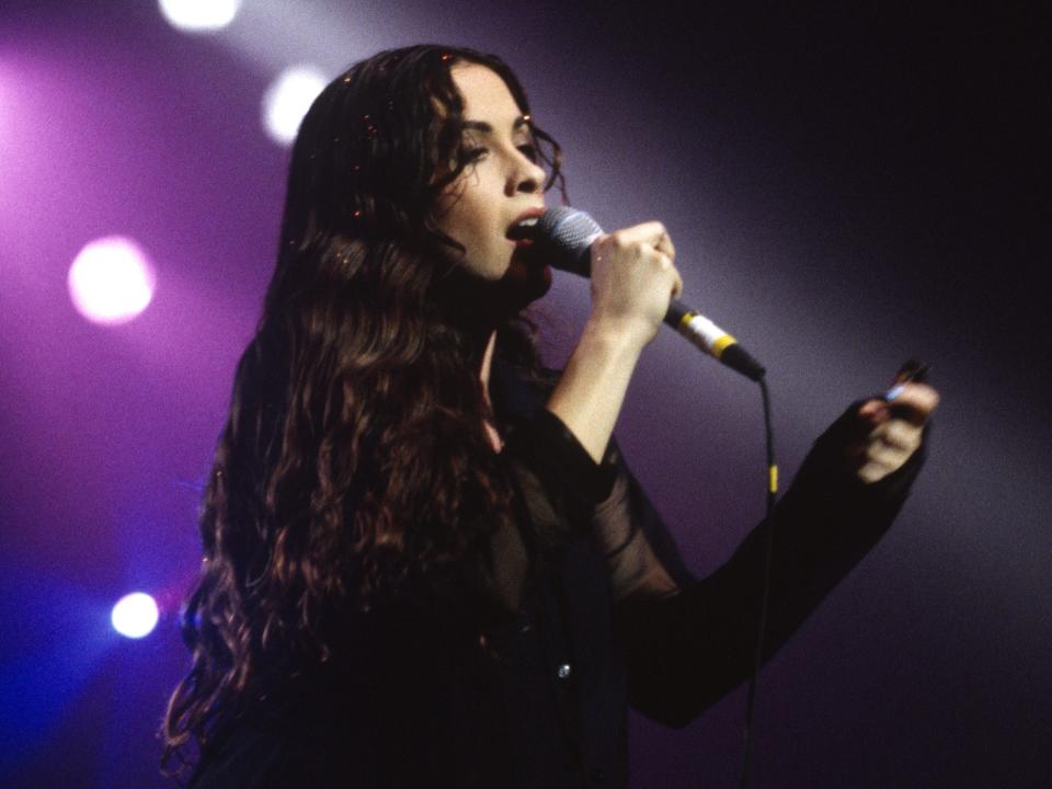 Alanis Morissette performs at the Warfield on November 15, 1995