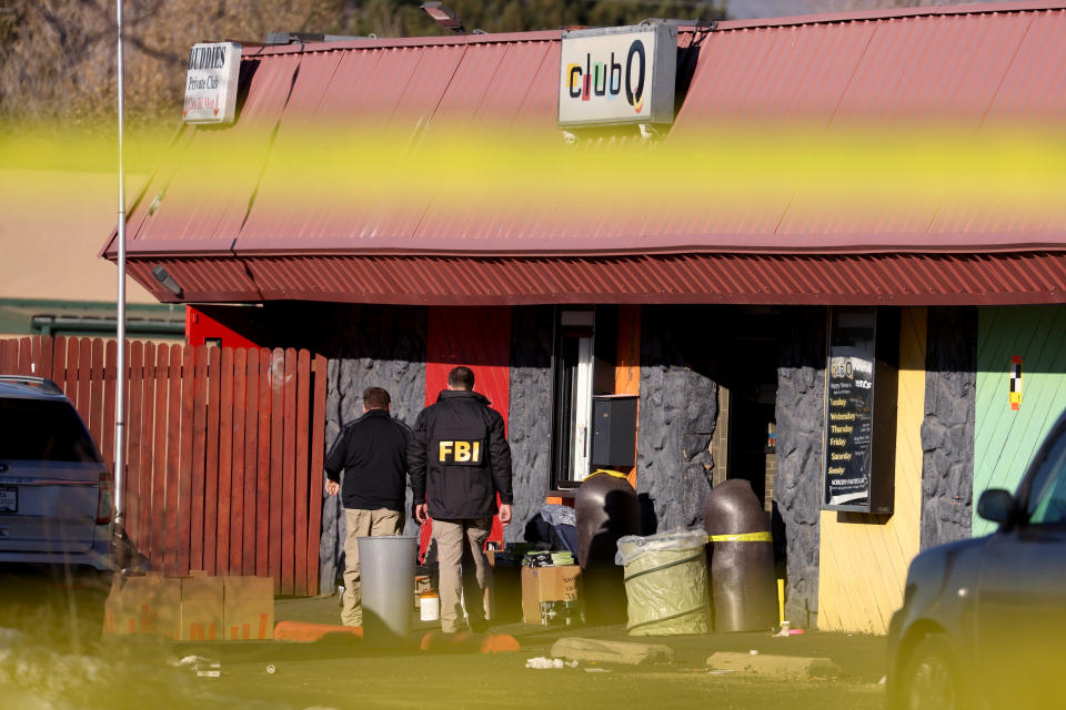 Local and federal law enforcement officials outside Club Q.