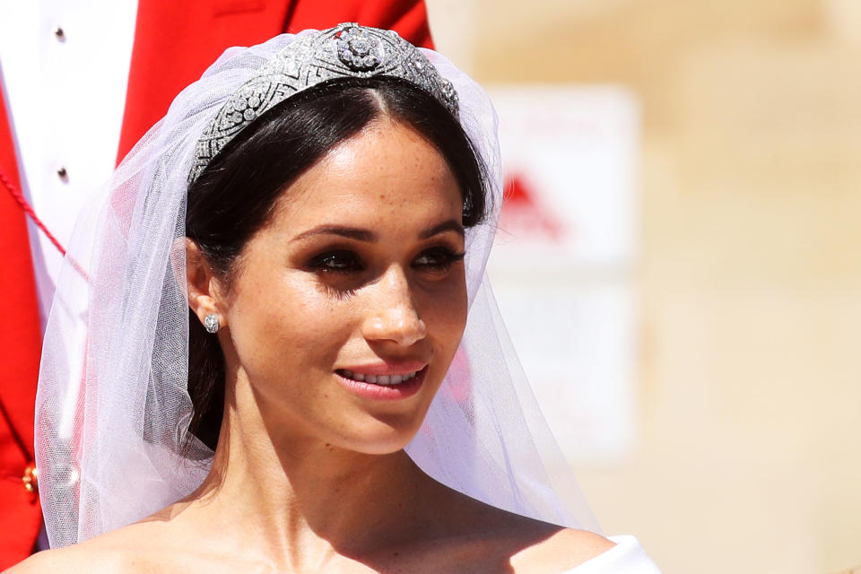 Meghan Markle opted for a paired-back makeup look for the royal wedding [Photo: Getty]