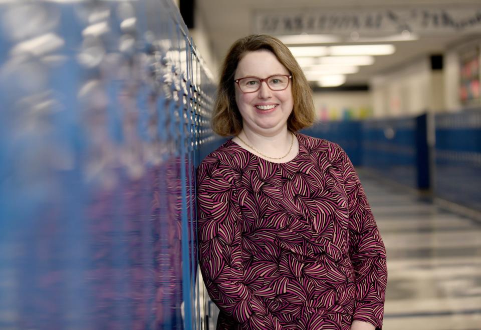 Julie Feucht,  seventh grade writing teacher at Fairless Middle School, the Canton Repository Walsh University Teacher of the Month for December.  Tuesday, December 6, 2022.