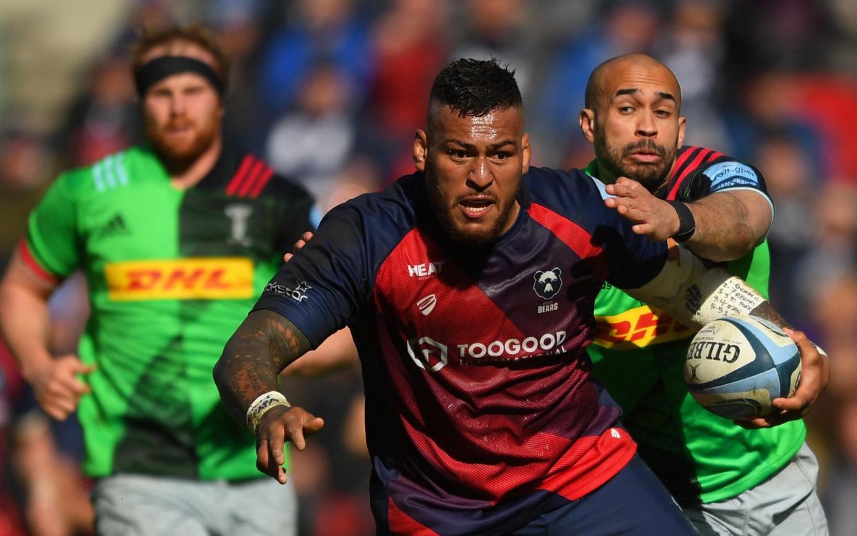 Nathan Hughes of Bristol Bears is tackled by Aaron Morris of Harlequins during the Gallagher Premiership Rugby match between Bristol Bears and Harlequins - Gett Images