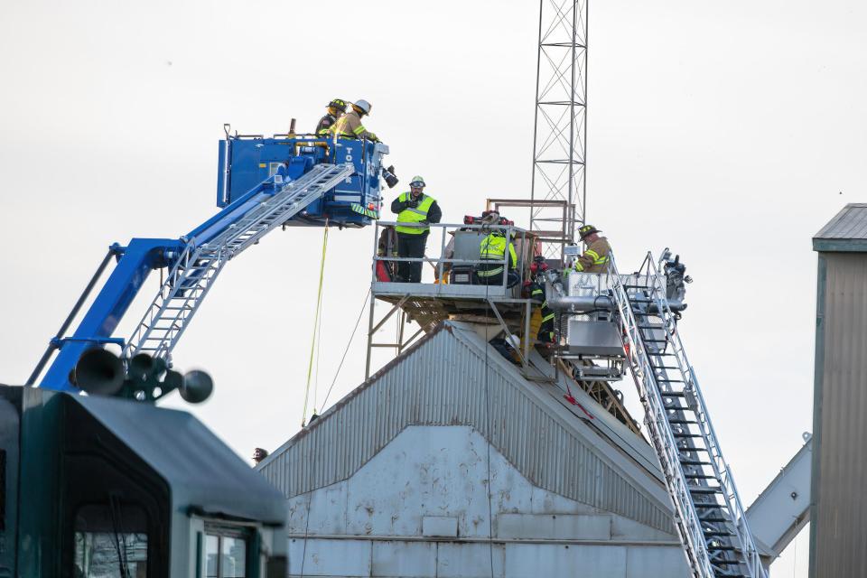 A man trapped in a sand bin at Atlantic Concrete in Dagsboro was freed Wednesday, Feb. 1, 2023, the Dagsboro Volunteer Fire Department said. He was trapped in sand for more than six hours before being airlifted to Christiana Hospital.