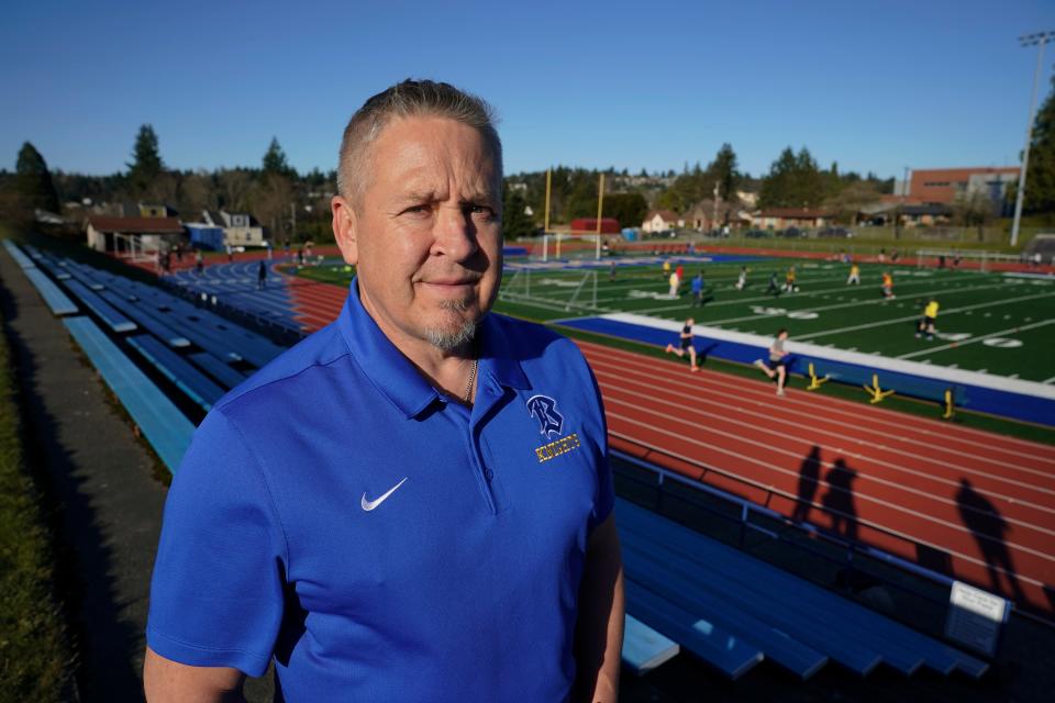 Joseph Kennedy, a former assistant football coach at Bremerton High School in Bremerton, Wash., on March 9, 2022. The Supreme Court is expected to rule on his case in June 2022.