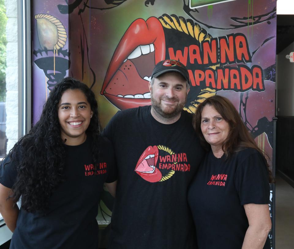 Wanna Empanada owners husband and wife Philip and Kenelyn Gioio and his mother Doreen Gioio July 17, 2023. The popular food truck owners are opening a restaurant in Ossining.