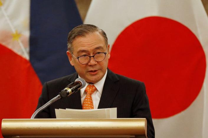 FILE PHOTO: Philippines' Foreign Affairs Secretary Teodoro Locsin Jr. speaks during a press briefing with Japanese Foreign Minister Toshimitsu Motegi after their meeting in Manila