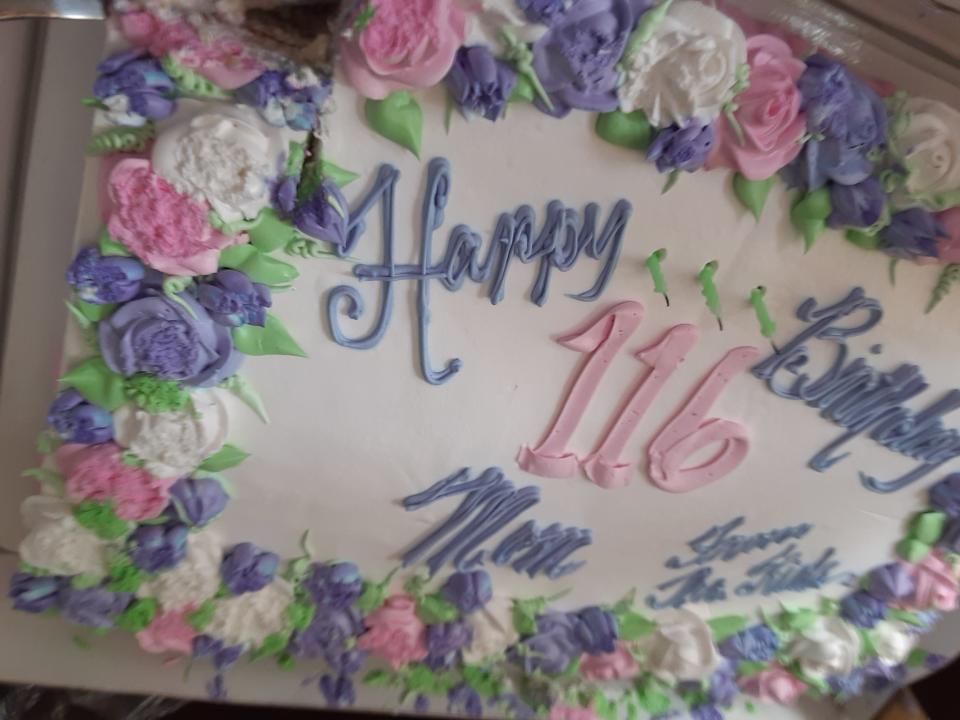 The more tradition birthday cake, for Hester Ford. (Photo courtesy of Mary Hill)