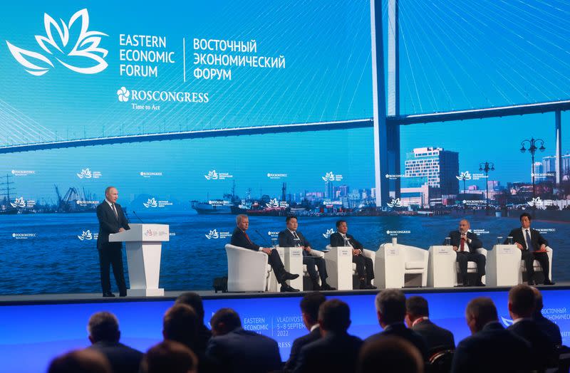 Russian President Vladimir Putin attends a plenary session of the Eastern Economic Forum in Vladivostok