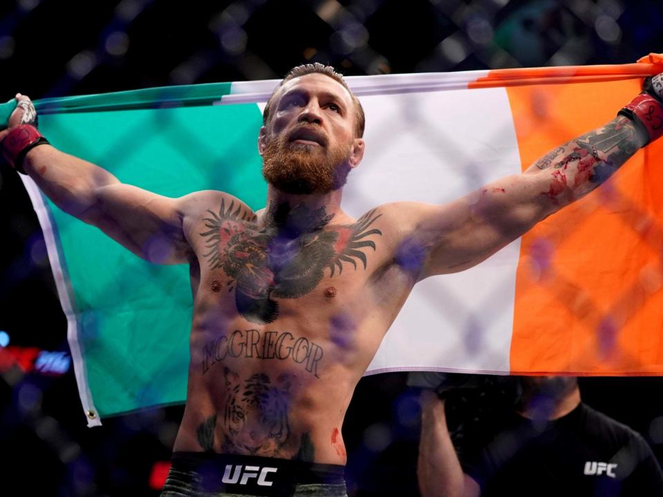 Conor McGregor celebrates his win against Donald Cerrone: Reuters