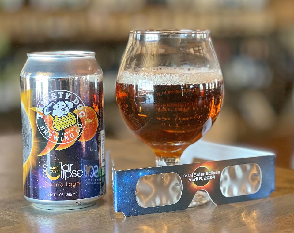 Thirsty Dog’s Solar Eclipse Vienna lager comes in 12-ounce cans as well as draft.