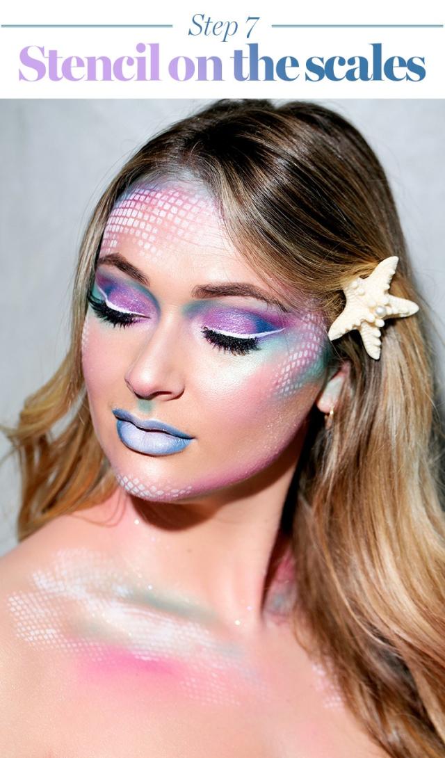 Creative Halloween Makeup Looks : Purple Mermaid Face Creation