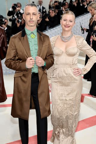 Jamie McCarthy/Getty Jeremy Strong and Emma Wall at 2023 Met Gala