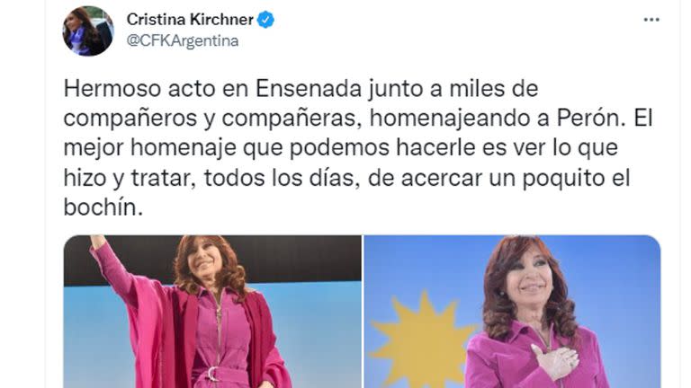 Cristina Kirchner dejó su mensaje en Twitter sin hacer mención directa a Martín Guzmán ni Alberto Fernández