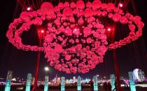 <p>A floating orb designcenterpiece at the Harbin International Ice and Snow Festival.</p>