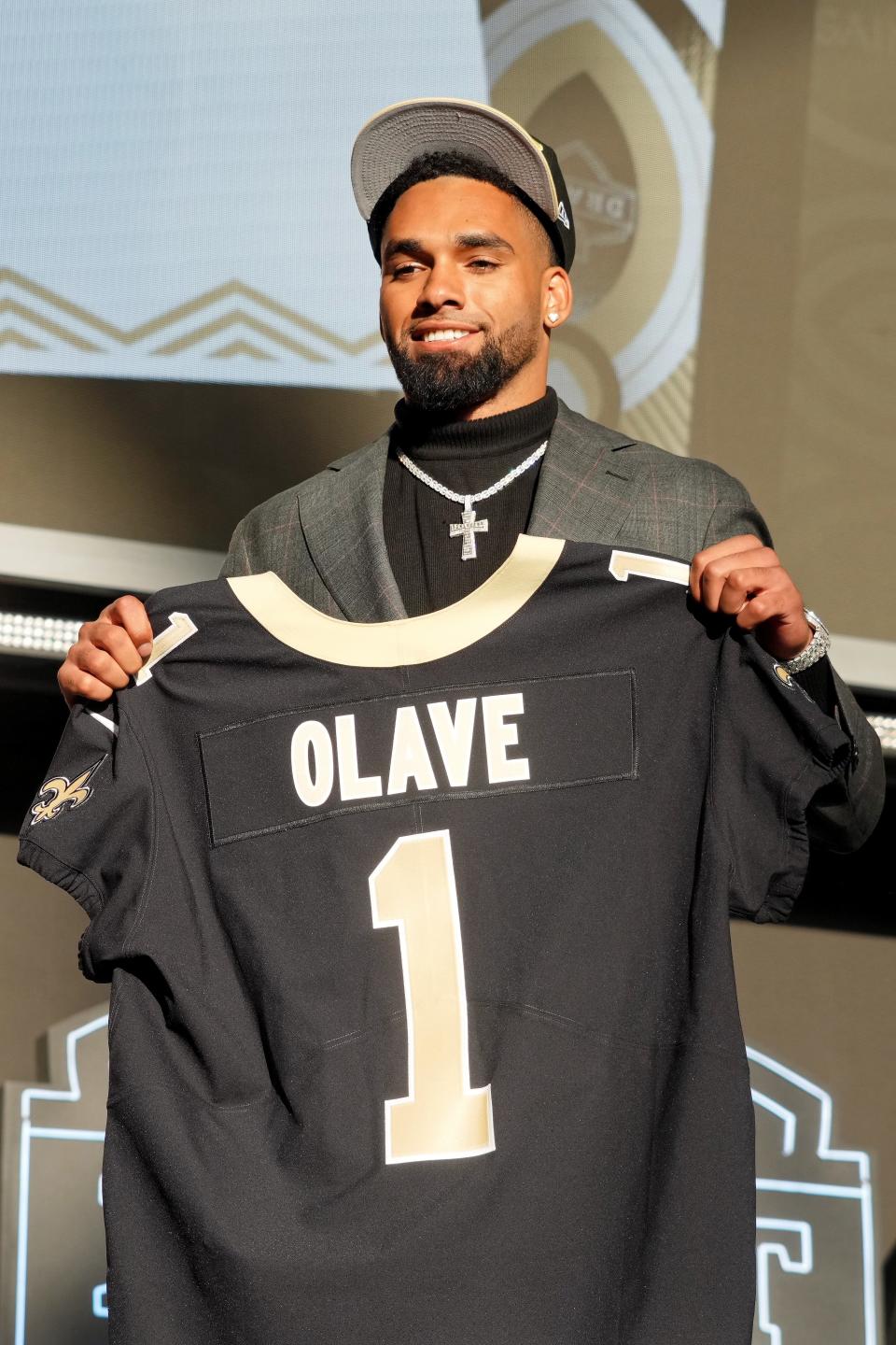 Ohio State receiver Chris Olave after being selected as the 11th overall pick by the Saints.