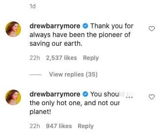 Drew Barrymore's IG comments