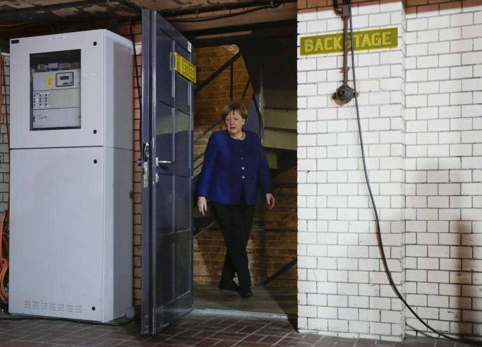 German Chancellor Angela Merkel arrives for the 'Digitalising Europe Summit 2019', hosted by the Vodafone company in Berlin, Germany, Tuesday, Feb. 19, 2019. (Photo/Markus Schreiber)