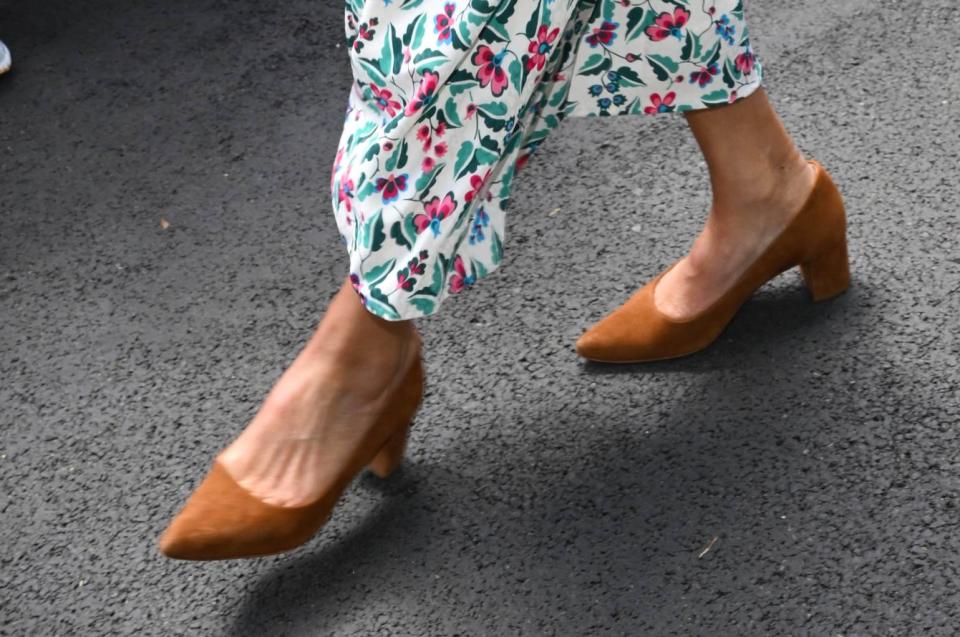 Carole Middleton, floral, suede, neutral, pumps, Wimbledon 2024, tennis, blazer