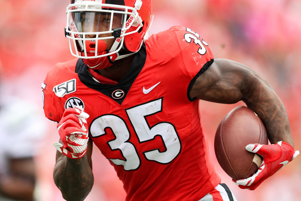 Brian Herrien will have a photo to remember forever after a scary incident during Georgia's game at Auburn. (Carmen Mandato/Getty Images)