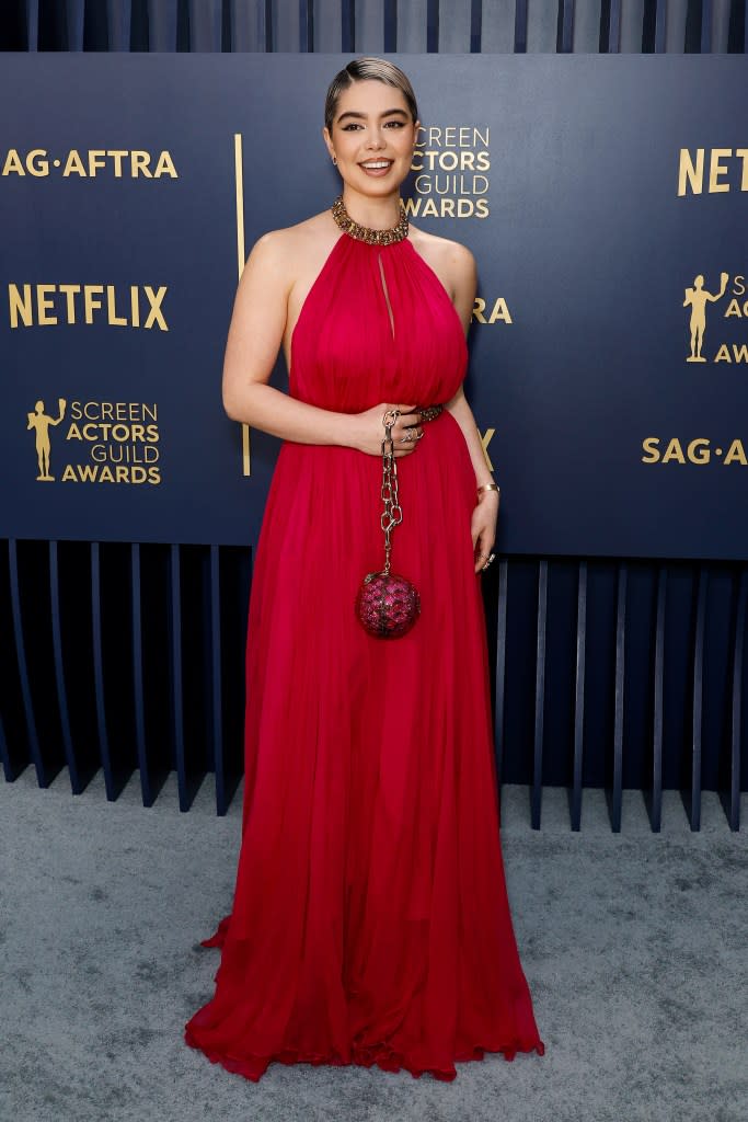 Auli'i Cravalho attends the 30th Annual Screen Actors Guild Awards at Shrine Auditorium and Expo Hall on February 24, 2024 in Los Angeles, California.