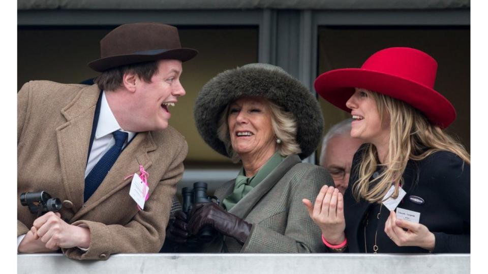 Camilla at the races with her children Tom Parker Bowles and Laura Lopes