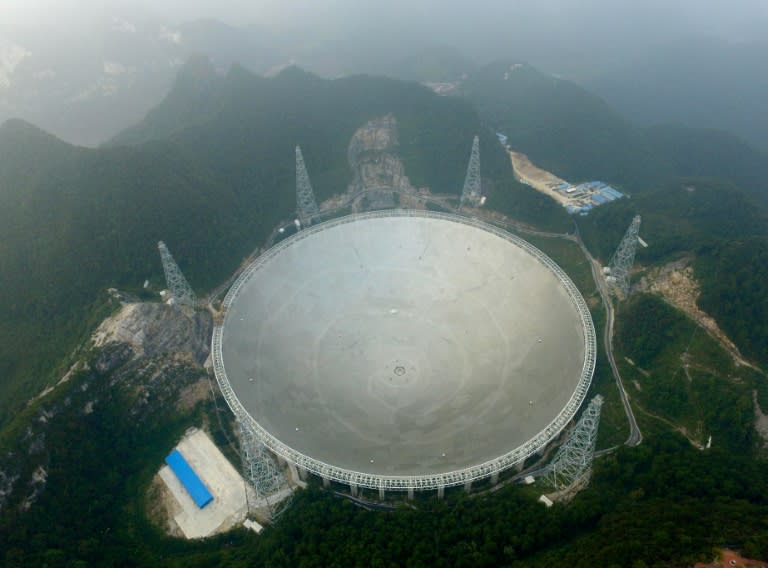 The Five-hundred-metre Aperture Spherical Radio Telescope (FAST)in operation in Pingtang, in southwestern China's Guizhou province on September 25, 2016