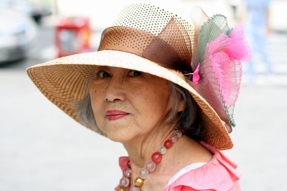 Thinking pink, at 80, with a tulle flower and matching beads