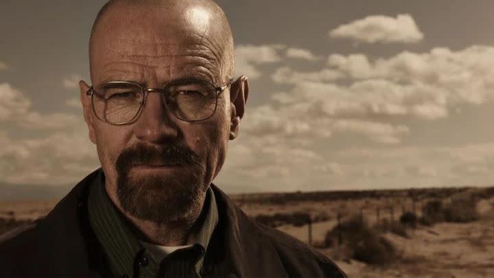 Walter White looking at the camera in Breaking Bad.