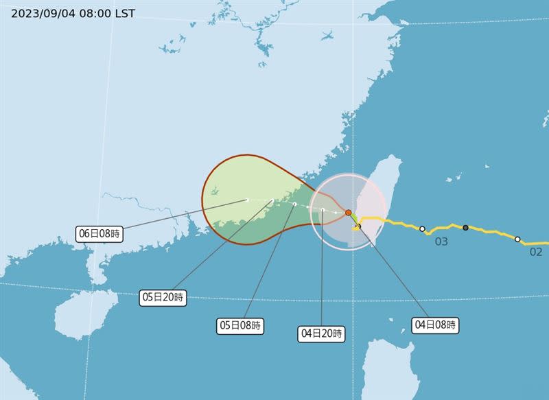 海葵颱風暴風圈縮小，但台灣仍會受到外圍環流的影響。（圖／中央氣象局）